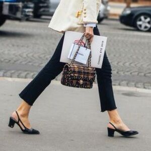 Black Chanel Heeled Slingback 36.5 6.5
